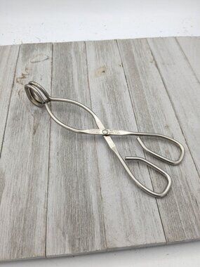 Vaughan 8" Stainless Steel #1 Kitchen Tongs Grippers Scissor Type Vintage USA